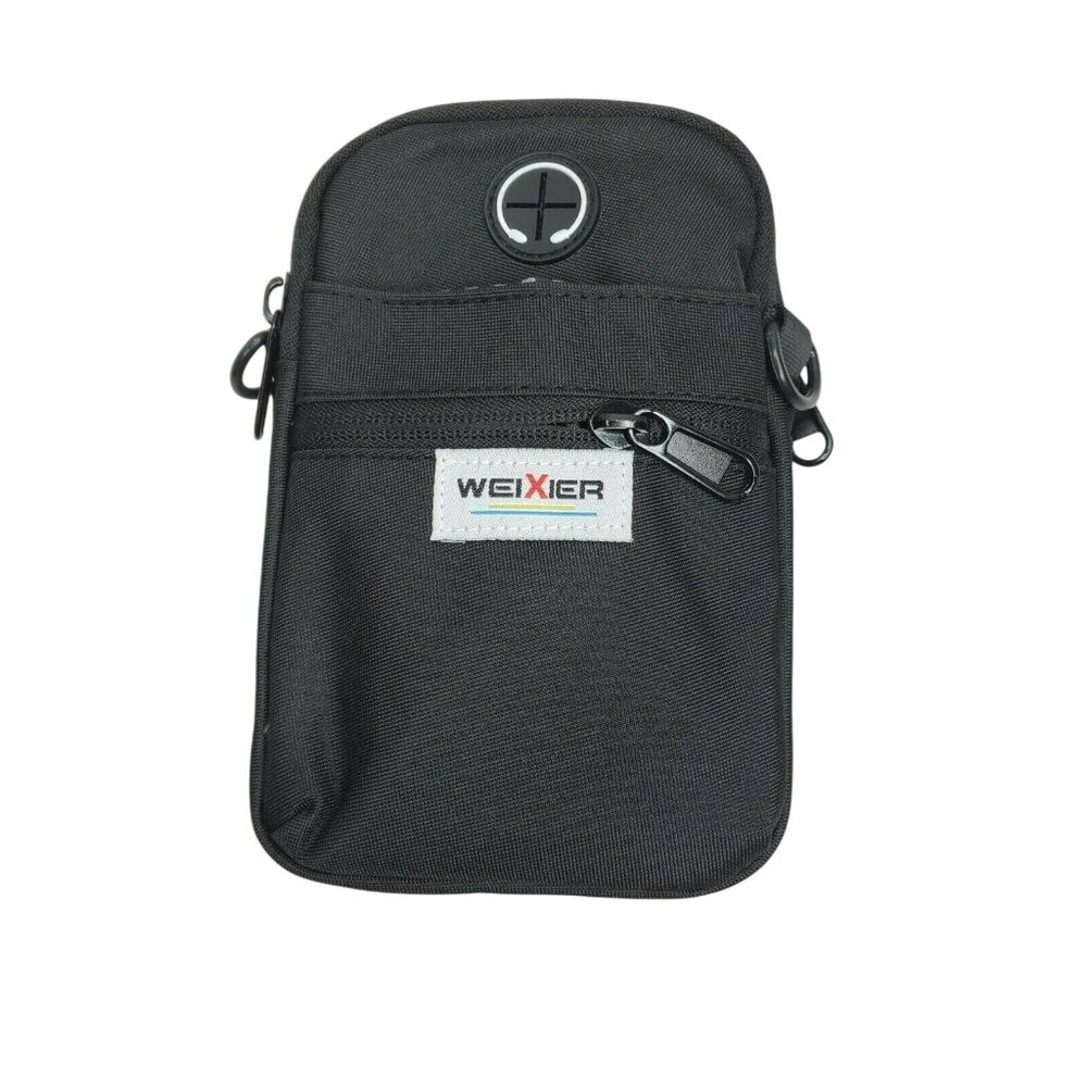 Weixier Black Wallet Cell Phone Pouch – Change Holder with Shoulder Strap